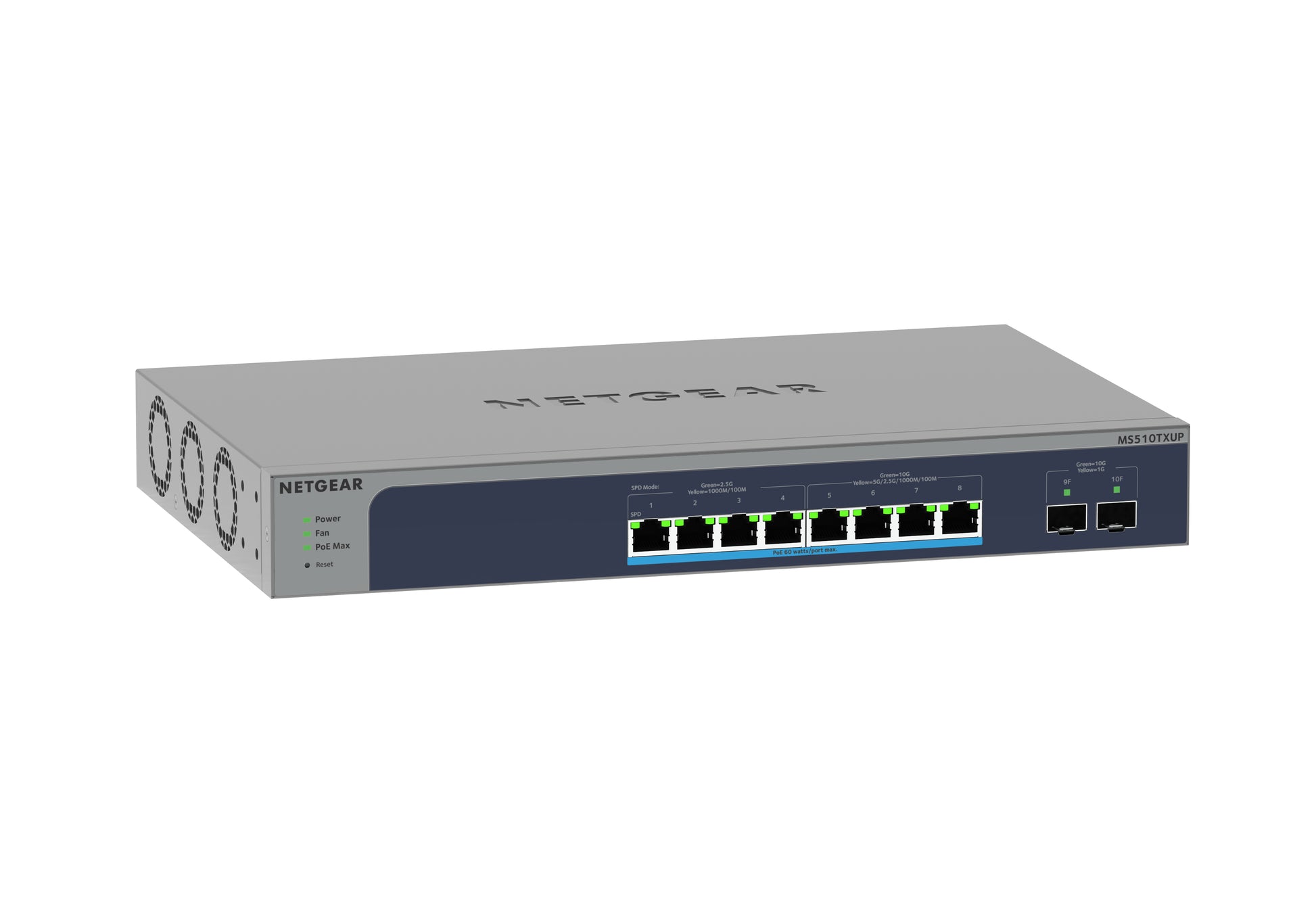 NETGEAR MS510TXUP – Managed Switch – 8×10G, 2×SFP+, L2+, PoE+ 295 W, 19" Rack