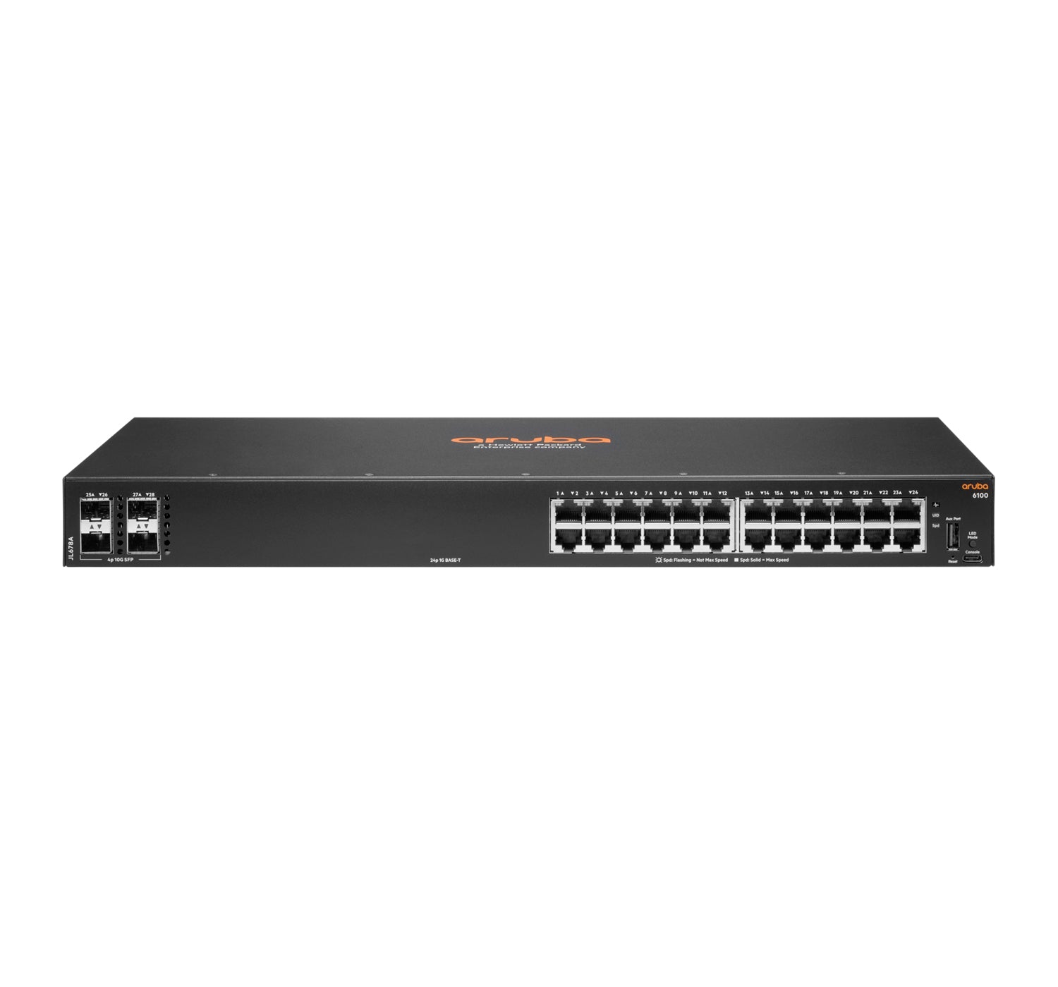 HPE Aruba 6100 24G 4SFP+ – Managed Switch – 24×GbE, 4×SFP+, L3, 1U