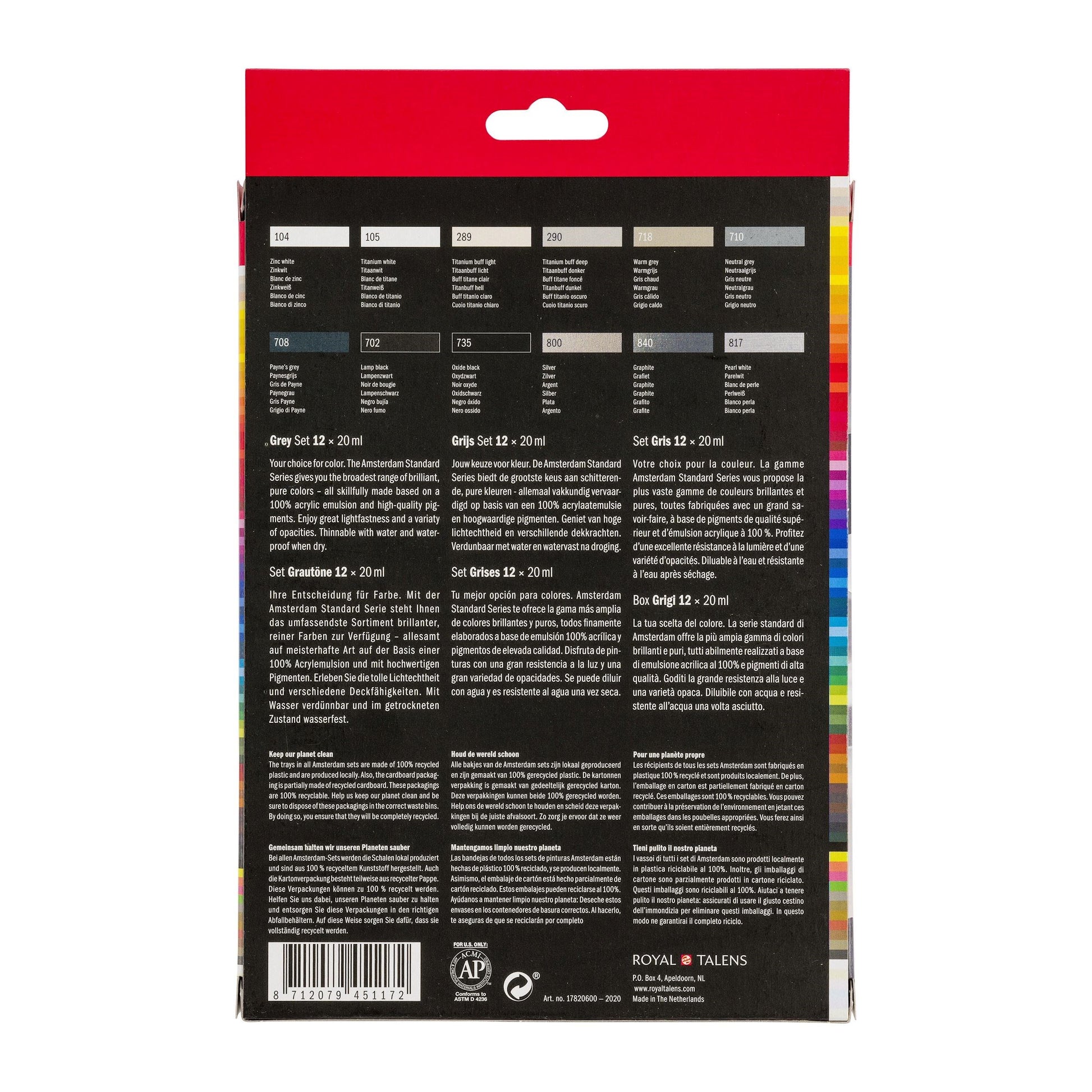 Royal Talens Amsterdam – Acryl Standard – Acrylfarbe – Set – 12 Farben, 12 × 20 ml