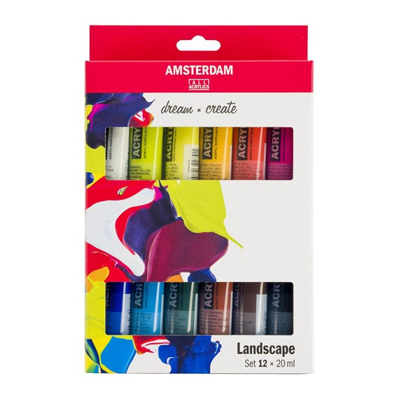 Royal Talens Amsterdam – Acryl Standard – Acrylfarbe – Set – 12 Farben, 12 × 20 ml