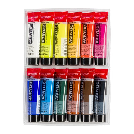 Royal Talens Amsterdam – Acryl Standard – Acrylfarbe – Set – 12 Farben, 12 × 20 ml
