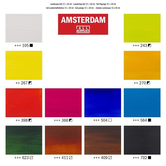Royal Talens Amsterdam – Acryl Standard – Acrylfarbe – Set – 12 Farben, 12 × 20 ml