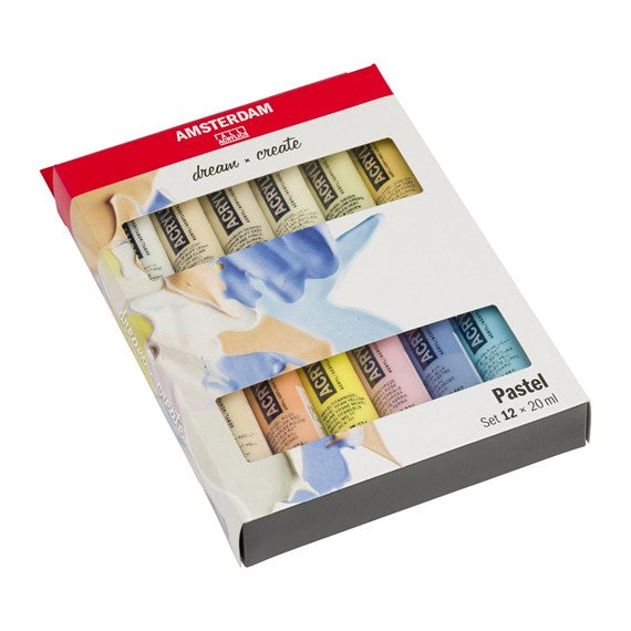 Royal Talens Amsterdam – Acryl Standard – Acrylfarbe – Set – 12 Farben, sortiert, 12 × 20 ml