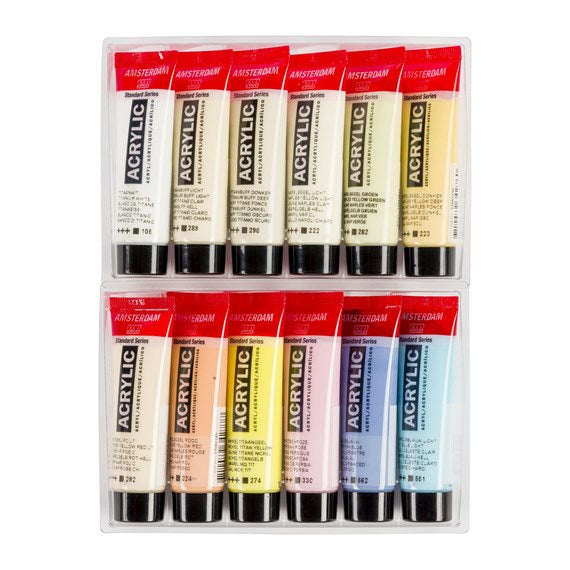 Royal Talens Amsterdam – Acryl Standard – Acrylfarbe – Set – 12 Farben, sortiert, 12 × 20 ml