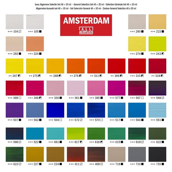 Royal Talens AMSTERDAM Acrylfarbe Set – 48 Farben, 48× 20 ml