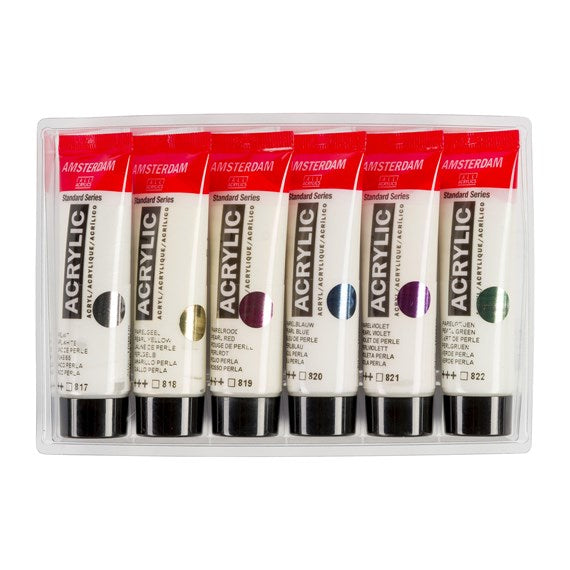Royal Talens Acrylic Standard – Acrylfarbe – sortiert, perleffekt, 6 Farben, 6 × 20 ml
