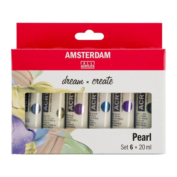 Royal Talens Acrylic Standard – Acrylfarbe – sortiert, perleffekt, 6 Farben, 6 × 20 ml