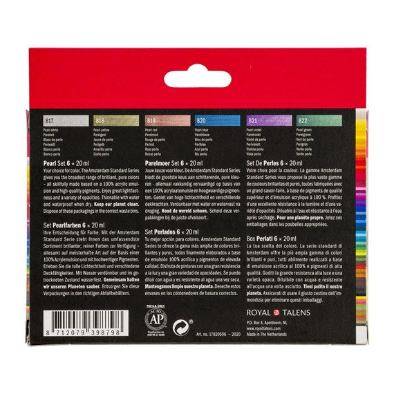 Royal Talens Acrylic Standard – Acrylfarbe – sortiert, perleffekt, 6 Farben, 6 × 20 ml