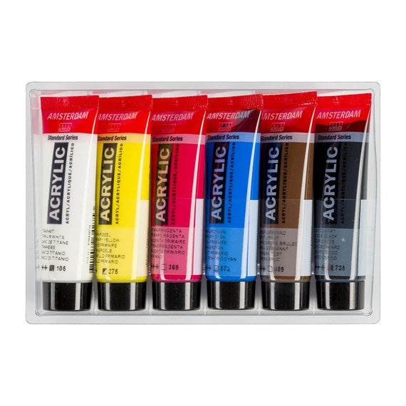 Royal Talens Amsterdam – Acryl Standard – Acrylfarbe – Set – 6 Farben, 6 × 20 ml