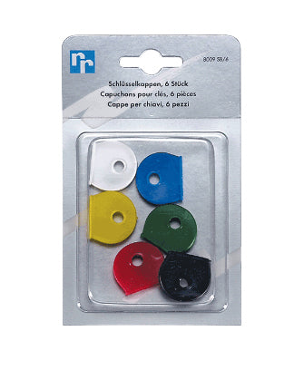 Rieffel Schlüsselschild – einseitig beschriftbar, mit S-Haken, Kunststoff, mehrfarbig, Breite 25 mm, 6er-Pack