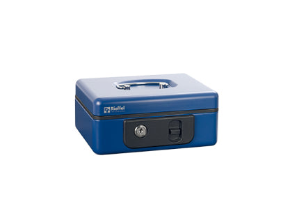 Rieffel Geldkassette – mit Schlüssel – 16,5 × 12,5 × 8,6 cm – Blau – Stahl