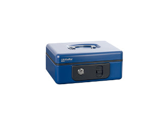 Rieffel Geldkassette – mit Schlüssel – 19,7 × 15,4 × 8,6 cm – Blau – Stahl
