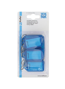 Rieffel KEYTAG Schlüsseletiketten – beidseitig beschriftbar, Blau, 38 × 22 mm, 10er-Pack