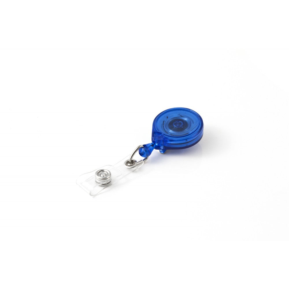 Rieffel Ausweishalter-Jojo – mit Rücklaufseil, Gürtelclip, Kunststoff, Blau
