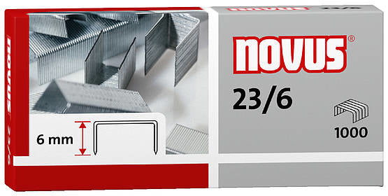 Novus Heftklammern 23/6 – verzinkt, silber – 1000 Stk.