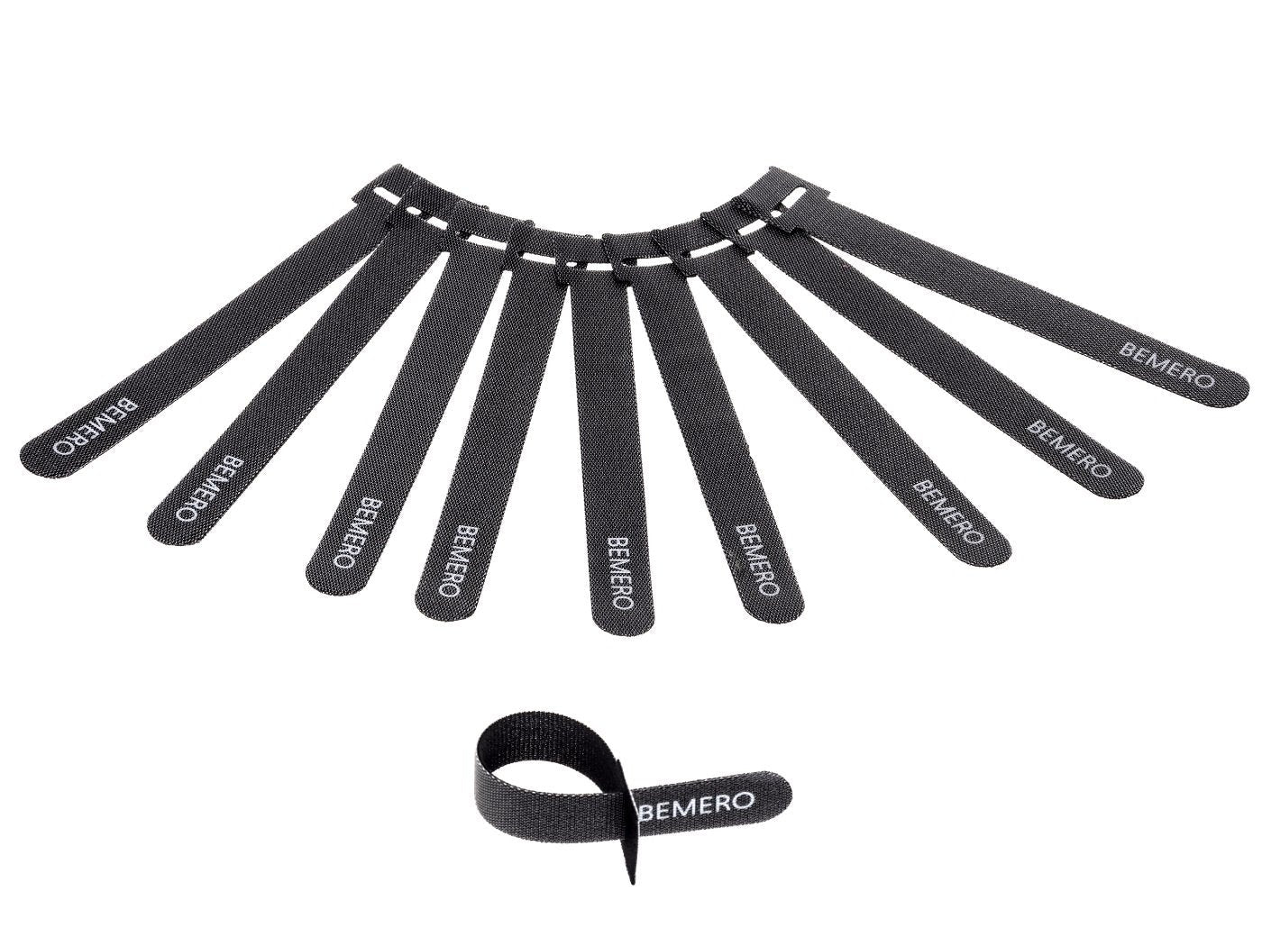 Bemero Klettkabelbinder, 15 mm × 0,16 m, Schwarz, 10 Stück