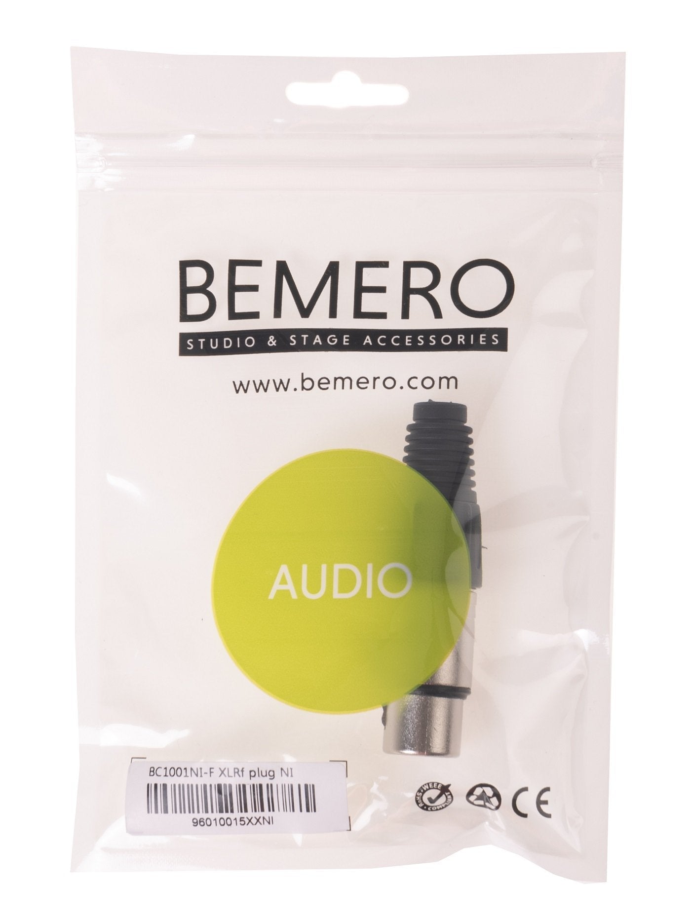 Bemero BC1001NI-F – XLR-Stecker – 3-pol XLR, weiblich, gerade – 69,5 mm – Nickel