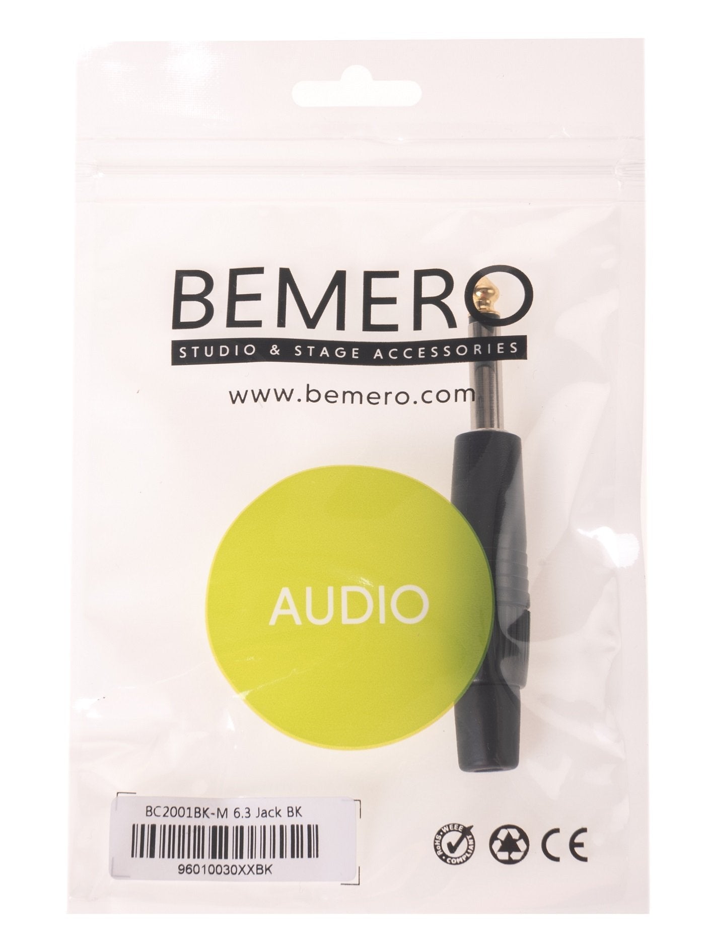Bemero BC2001BK-M – Klinkenstecker – 6,3 mm, mono, männlich – schwarz
