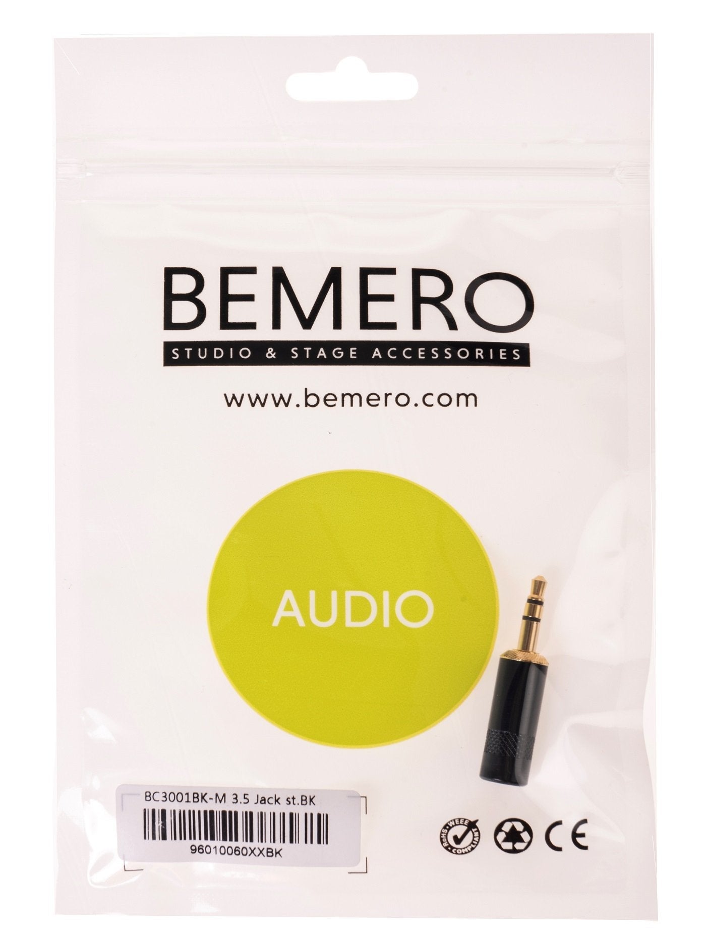 Bemero BC3001BK-M – 3,5 mm Klinkenstecker – gerade, stereo – schwarz