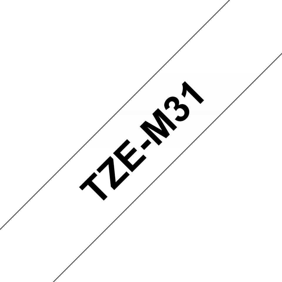 Brother Schriftband – 12 mm × 8 m, transparent matt, schwarz