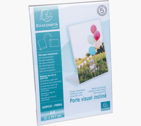 Exacompta Tischaufsteller – für A4 – 1 Fach – Hochformat – transparent – Acryl – 210×305×83 mm