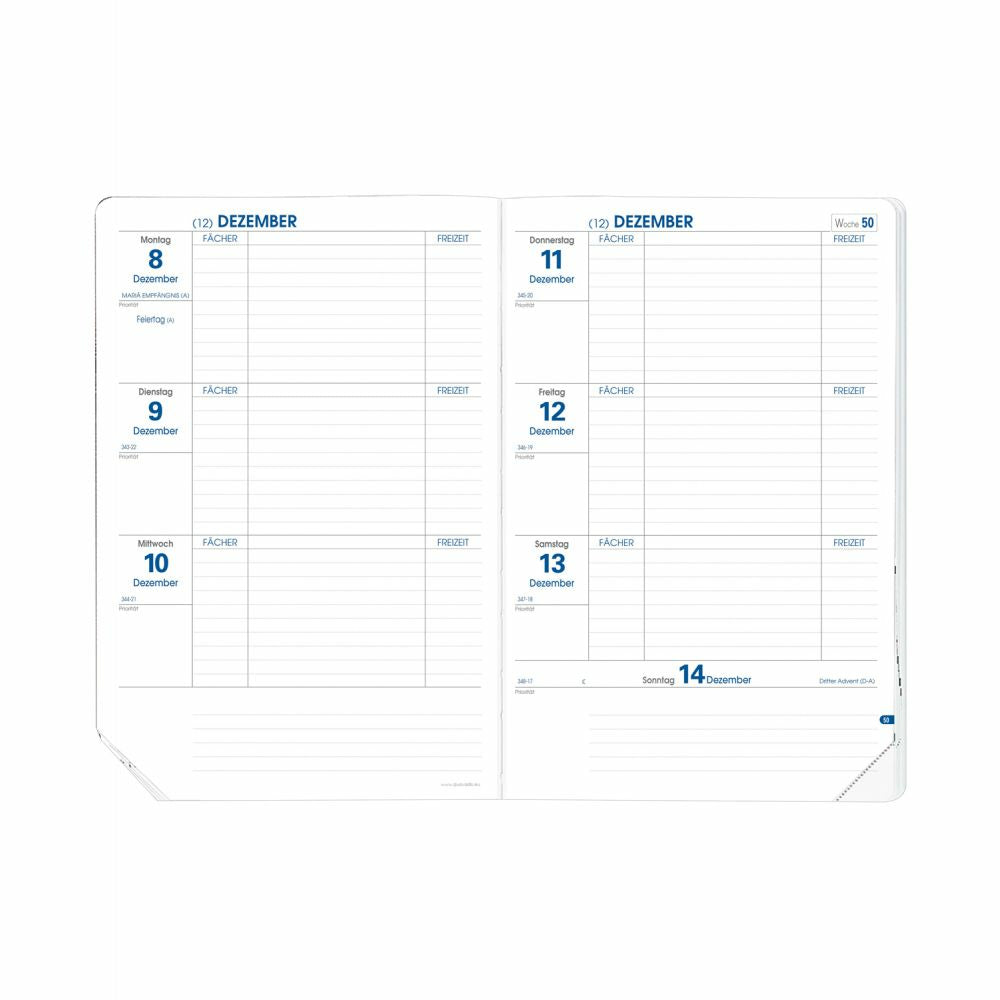 Quo Vadis Texthebdo – Kalendereinlage 2026/27, 1 Woche/2 Seiten, 16 × 24 cm, für Imapla Texthebdo Agenden