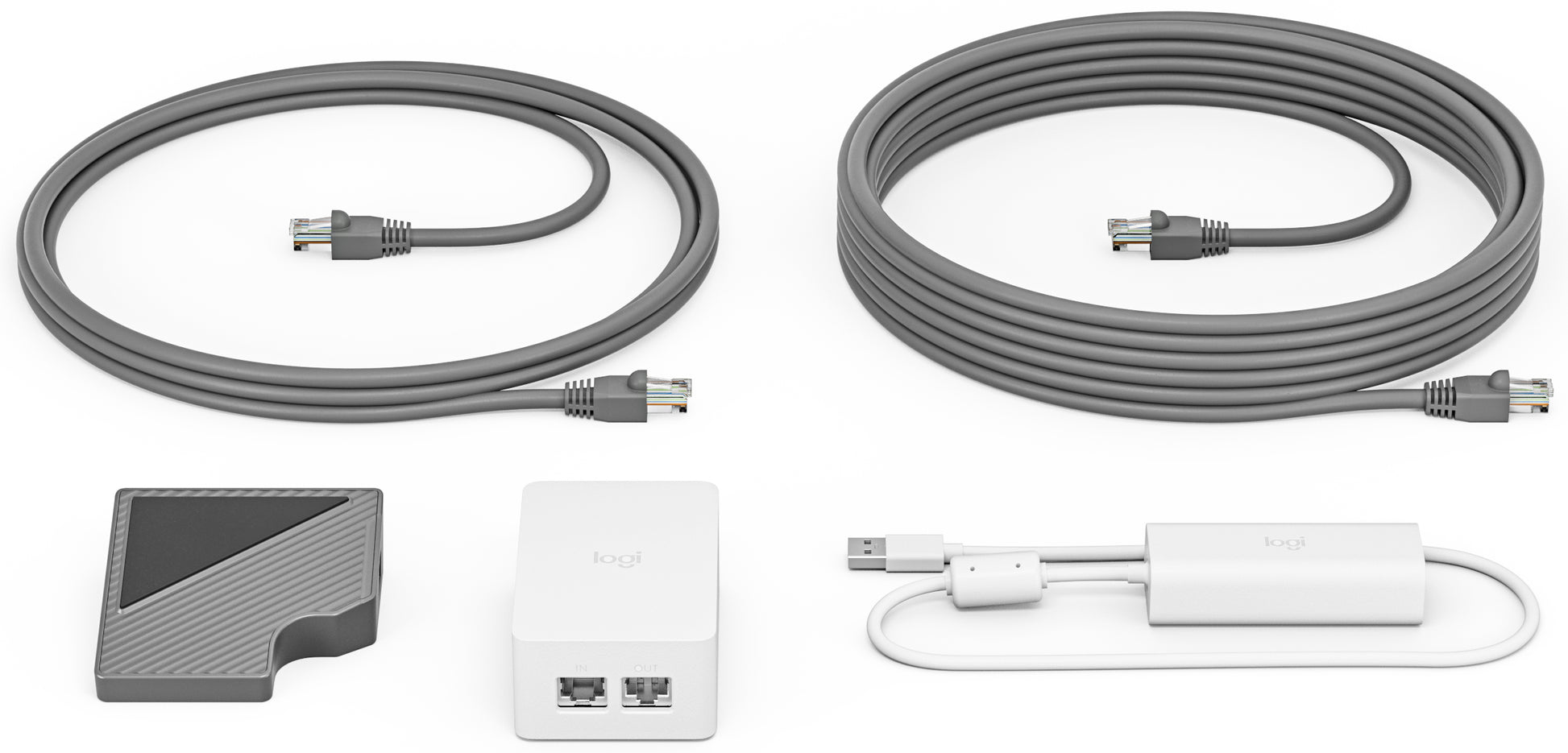 Logitech Cat5e Kit – Netzwerk-Appliance – Cat5e, 1× RJ-45 Ein/1× RJ-45 Aus, Max. Reichweite 40 m, Graphit