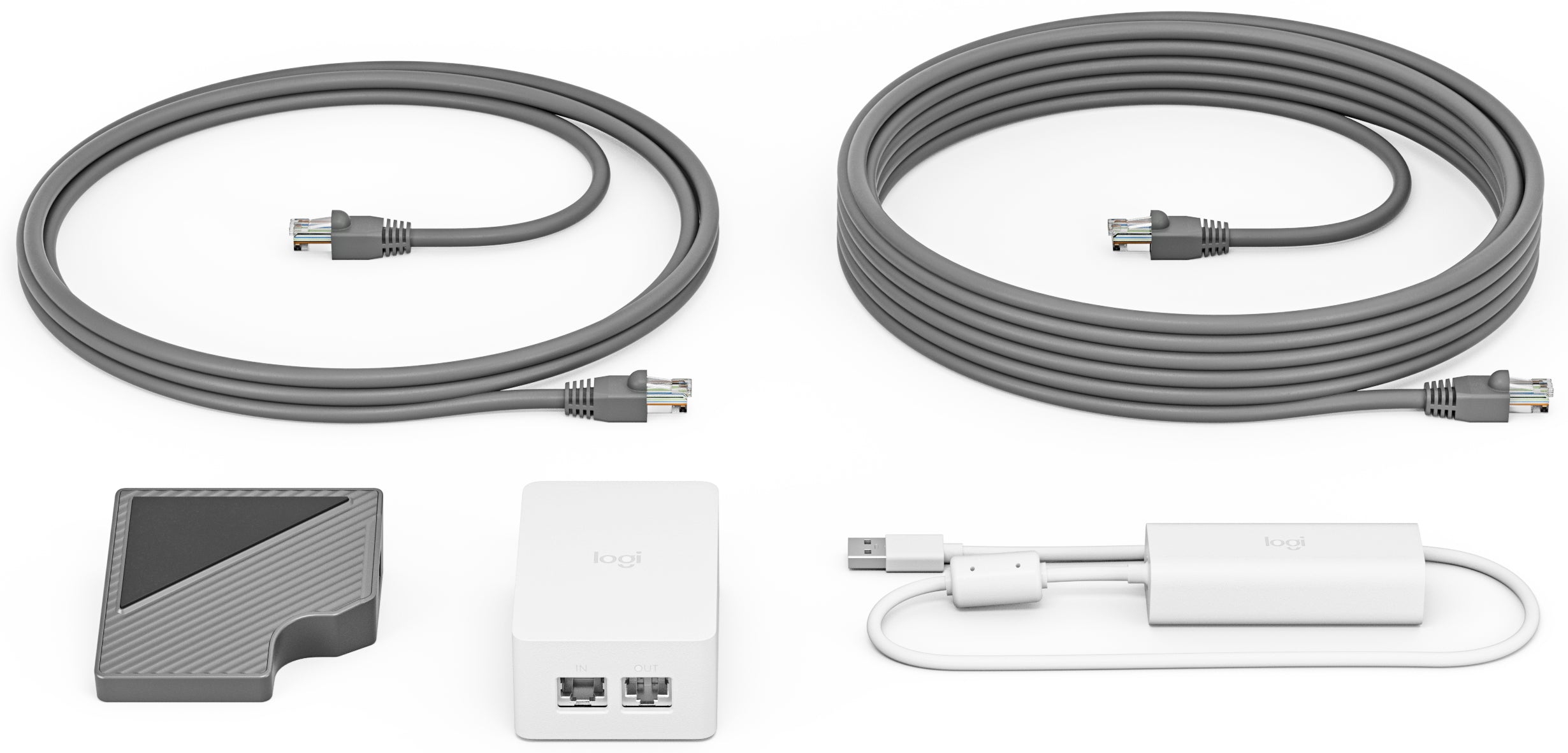 Logitech Cat5e Kit – Netzwerk-Appliance – Cat5e, 1× RJ-45 Ein/1× RJ-45 Aus, Max. Reichweite 40 m, Graphit