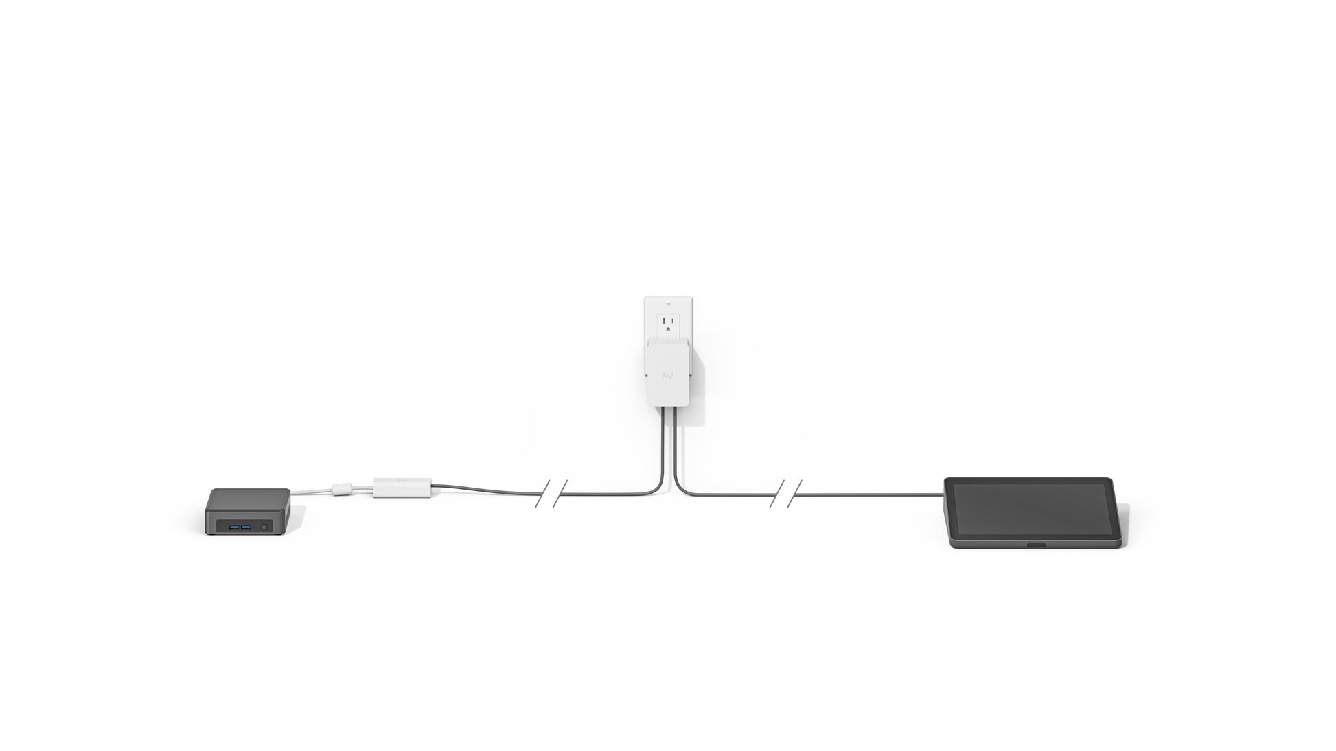 Logitech Cat5e Kit – Netzwerk-Appliance – Cat5e, 1× RJ-45 Ein/1× RJ-45 Aus, Max. Reichweite 40 m, Graphit