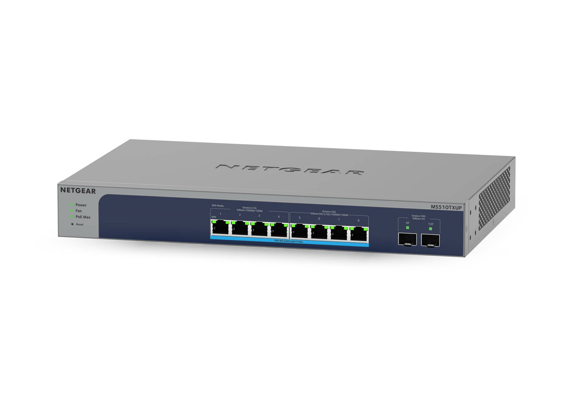 NETGEAR MS510TXUP – Managed Switch – 8×10G, 2×SFP+, L2+, PoE+ 295 W, 19" Rack