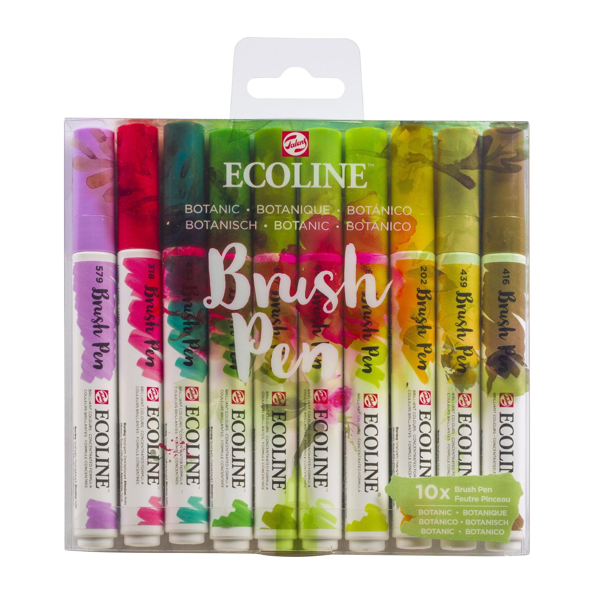 Talens Ecoline Brush Pen, Botanic – Pinselspitze, wasservermalbar, 10 Farben