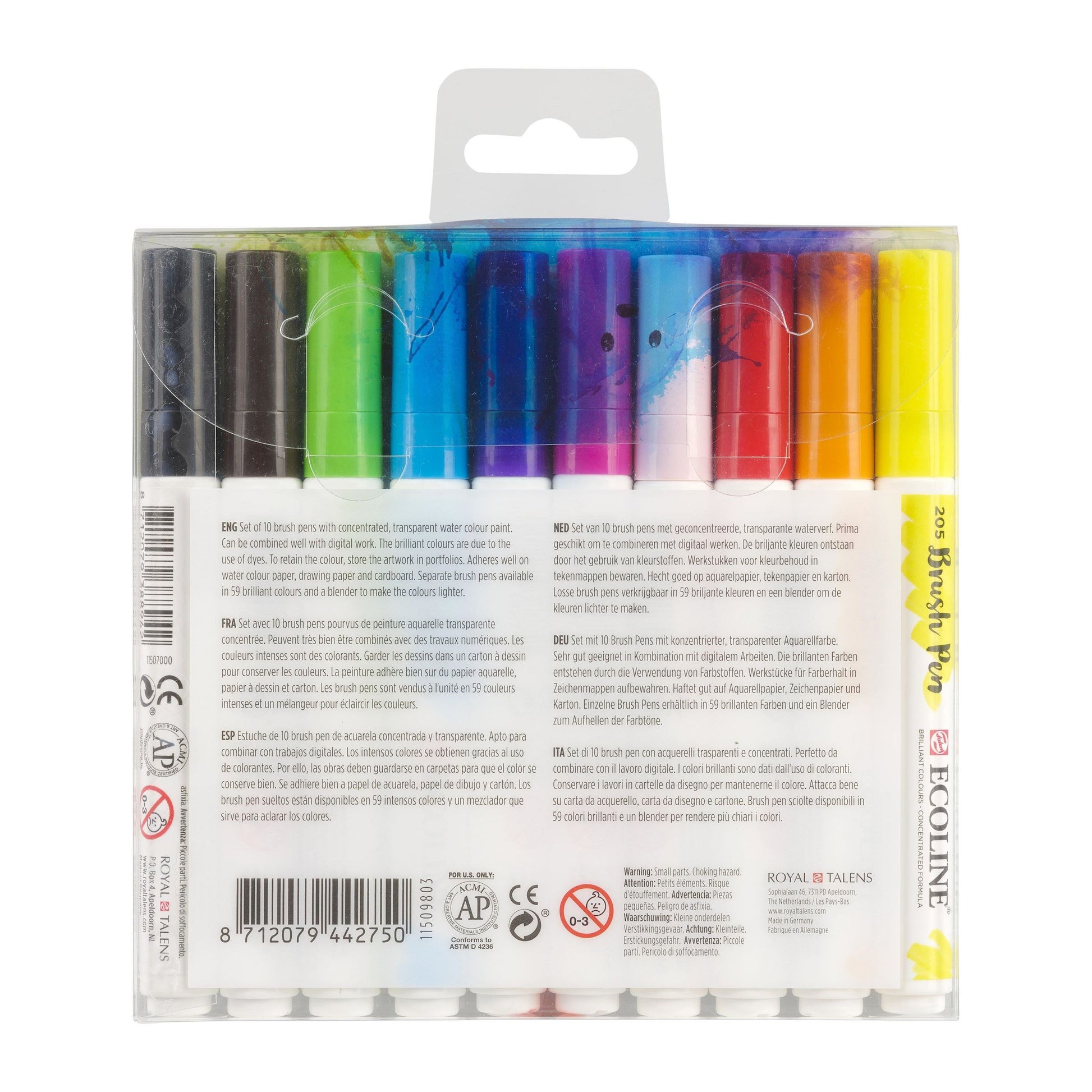 Talens Ecoline Brush Pens – Pinselspitze, wasservermalbar, 10 Farben