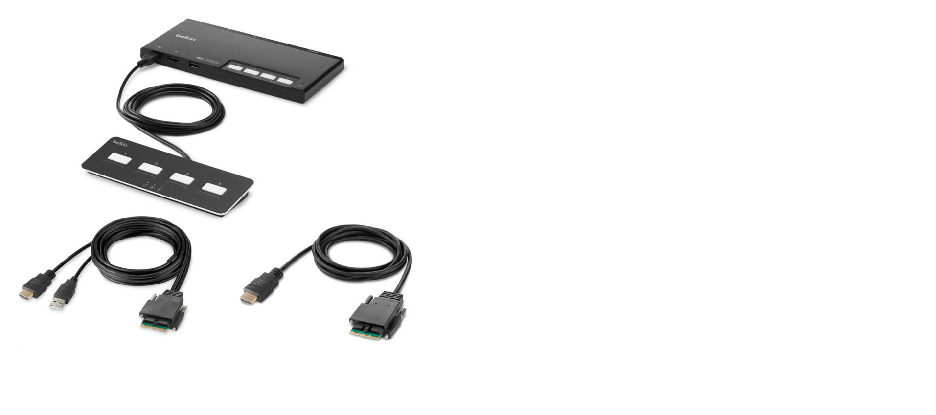 Belkin PP4.0 – KVM-Switch 4×1, HDMI, Single-Head, modular, sicher, mit Fernbedienung