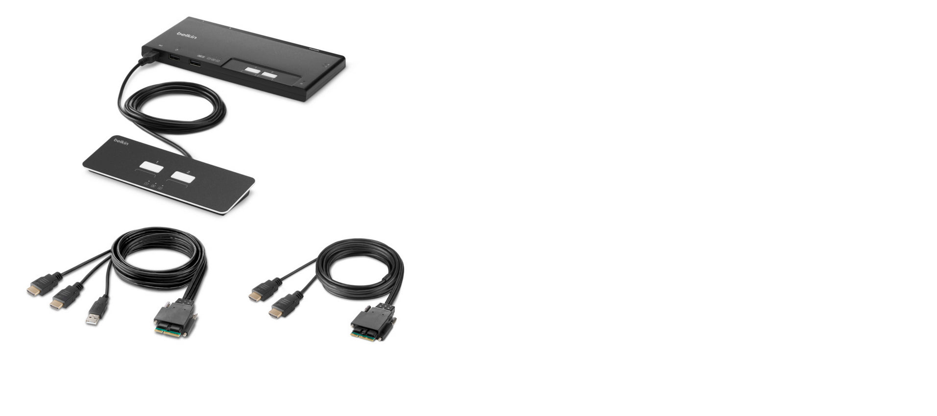 Belkin PP4.0 – KVM-Switch 2×1, Dual-Head HDMI, modular, sicher, mit Fernbedienung