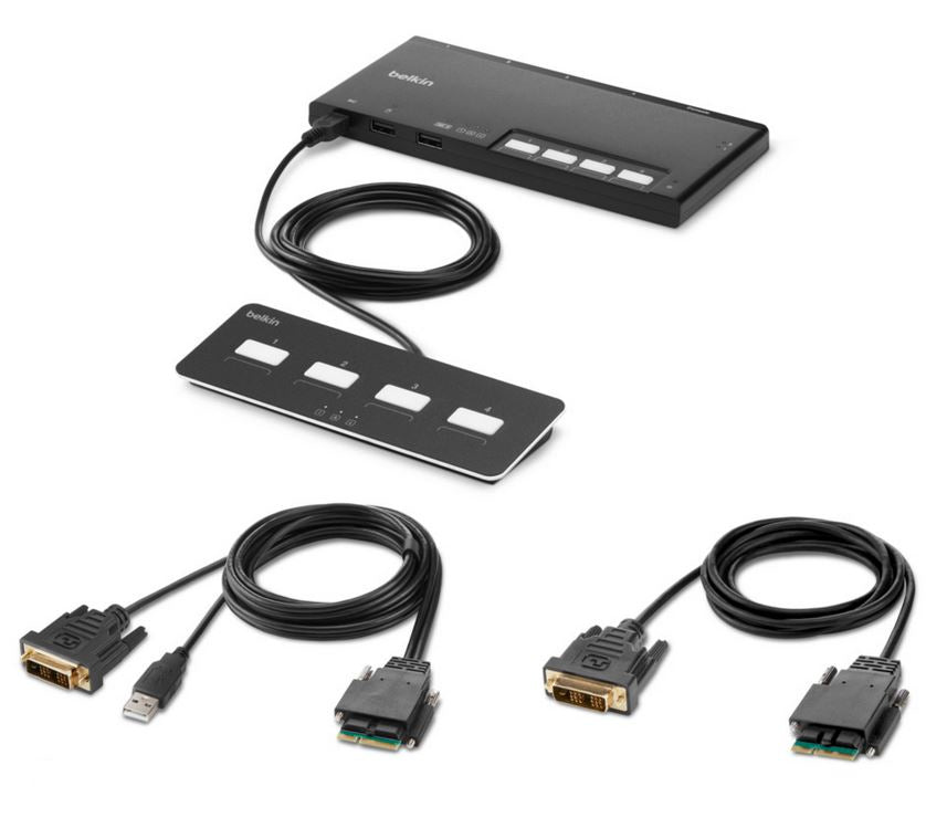 Belkin PP4.0 – KVM-Switch 4×1, DVI, modular, sicher, Fernbedienung