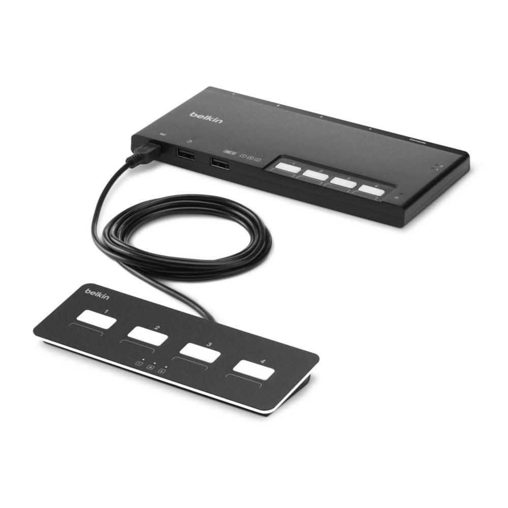 Belkin PP4.0 – KVM-Switch 4×1, Dual-Head, modular, sicher, mit Fernbedienung