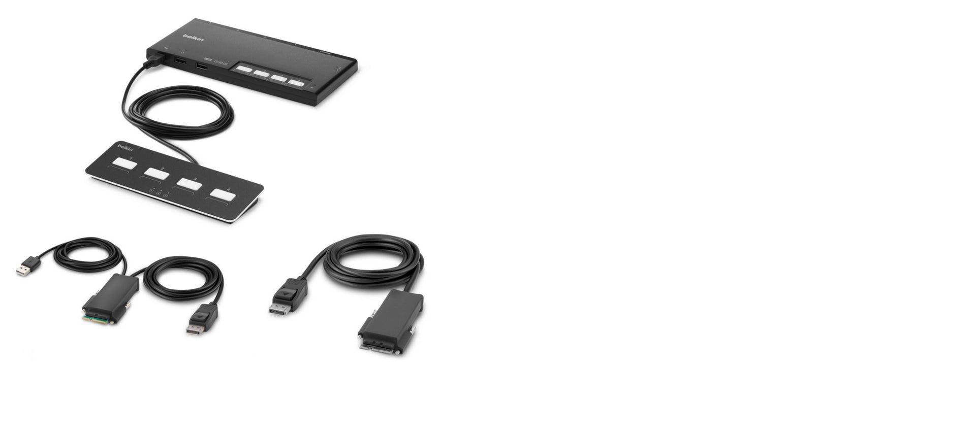 Belkin PP4.0 – KVM-Switch 4×1, DisplayPort, modular, sicher, mit Fernbedienung