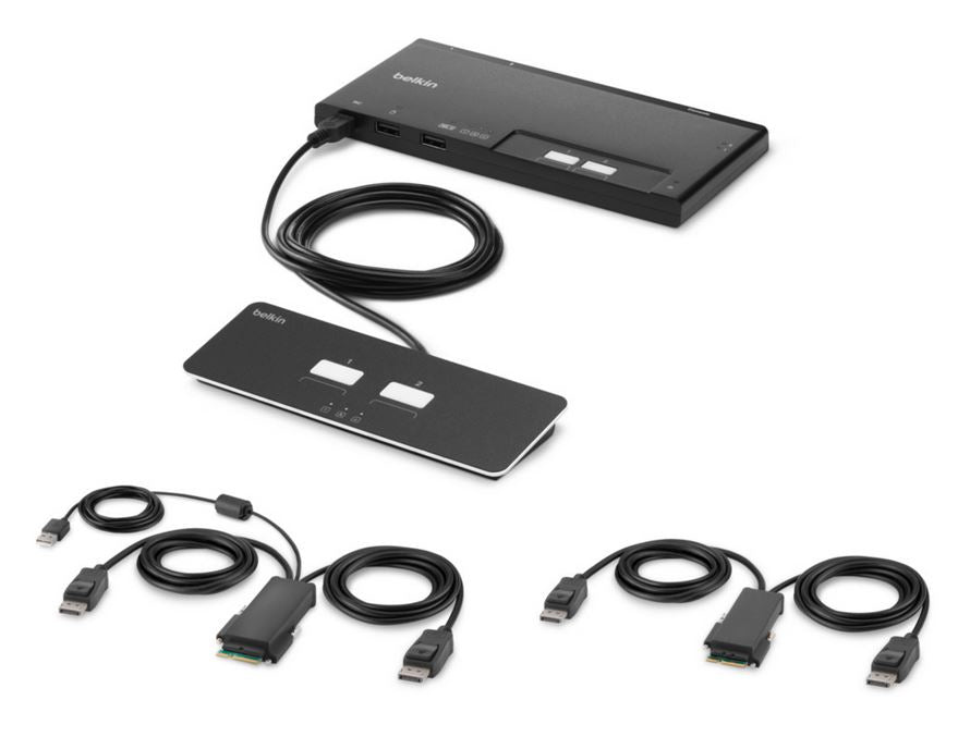 Belkin PP4.0 – KVM-Switch 2×1, Dual-Head DP, modular, sicher, Fernbedienung