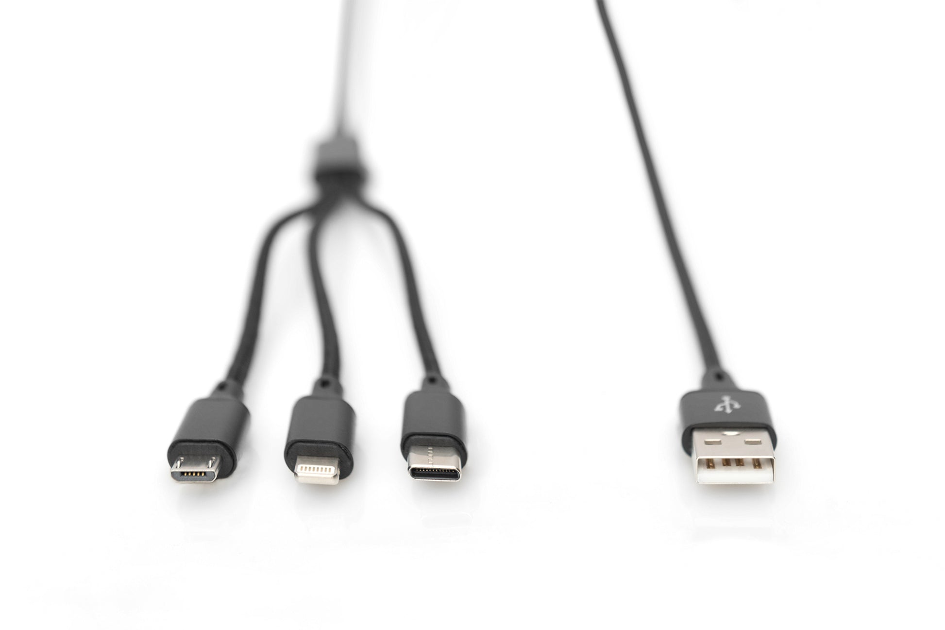 Digitus USB-Kabel, USB-A zu Lightning, Micro-USB, USB-C, 1 m, Ladekabel