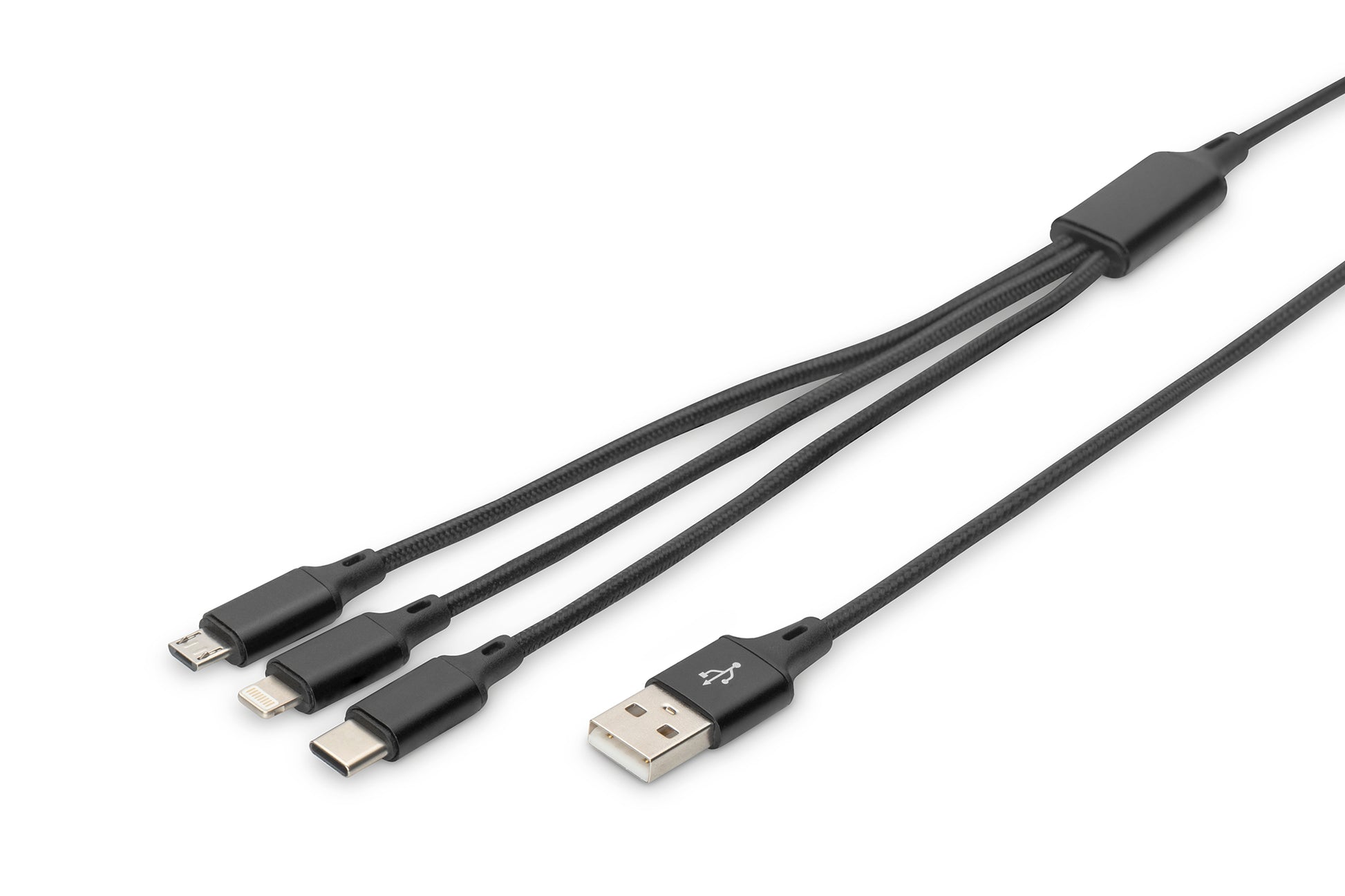 Digitus USB-Kabel, USB-A zu Lightning, Micro-USB, USB-C, 1 m, Ladekabel