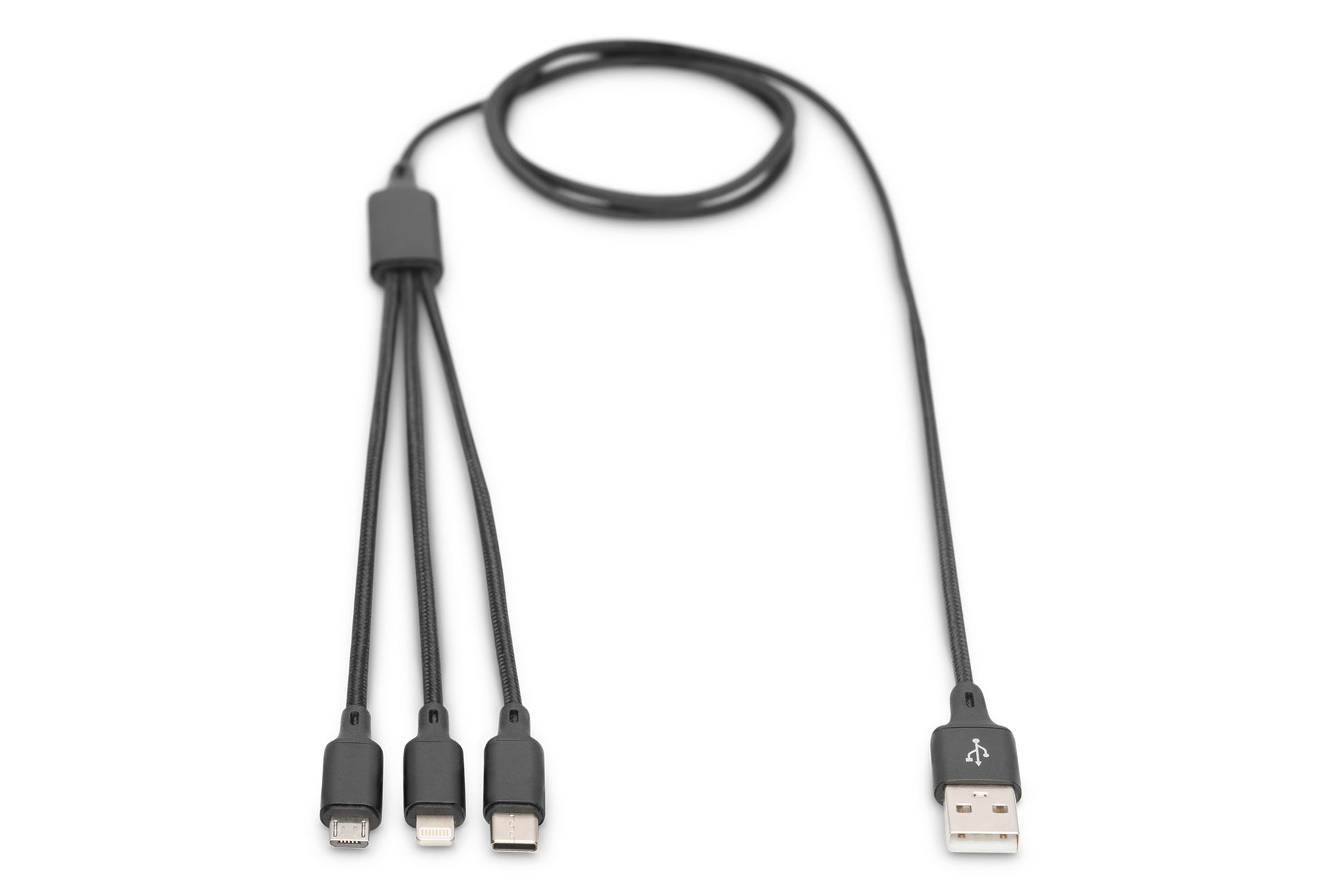 Digitus USB-Kabel, USB-A zu Lightning, Micro-USB, USB-C, 1 m, Ladekabel
