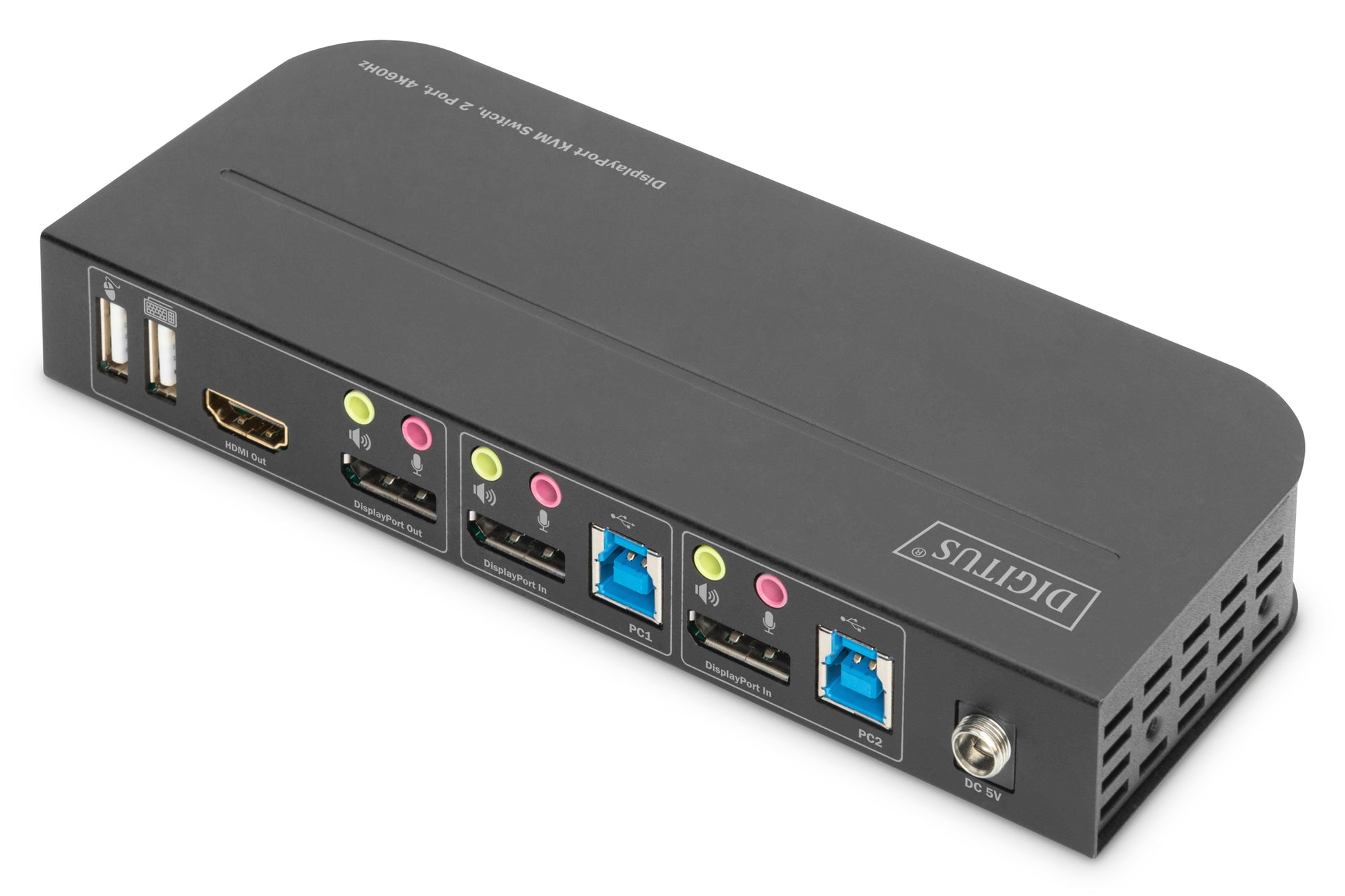 Digitus KVM-Switch 2×1, DisplayPort/HDMI/USB 3.2 Gen 1, 4K (4096 × 2160), 32,4 Gbit/s