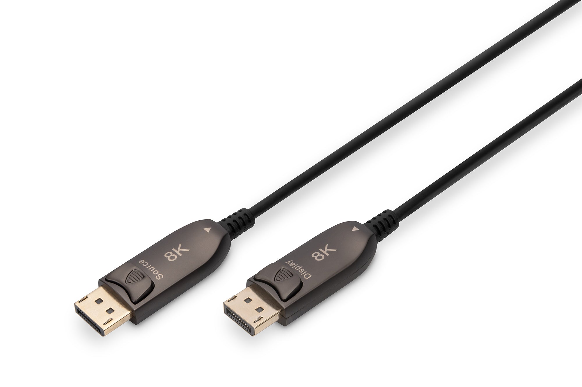 Digitus DisplayPort–DisplayPort AOC Hybrid Kabel – 20 m, UHD 8K 60 Hz, gold, schwarz