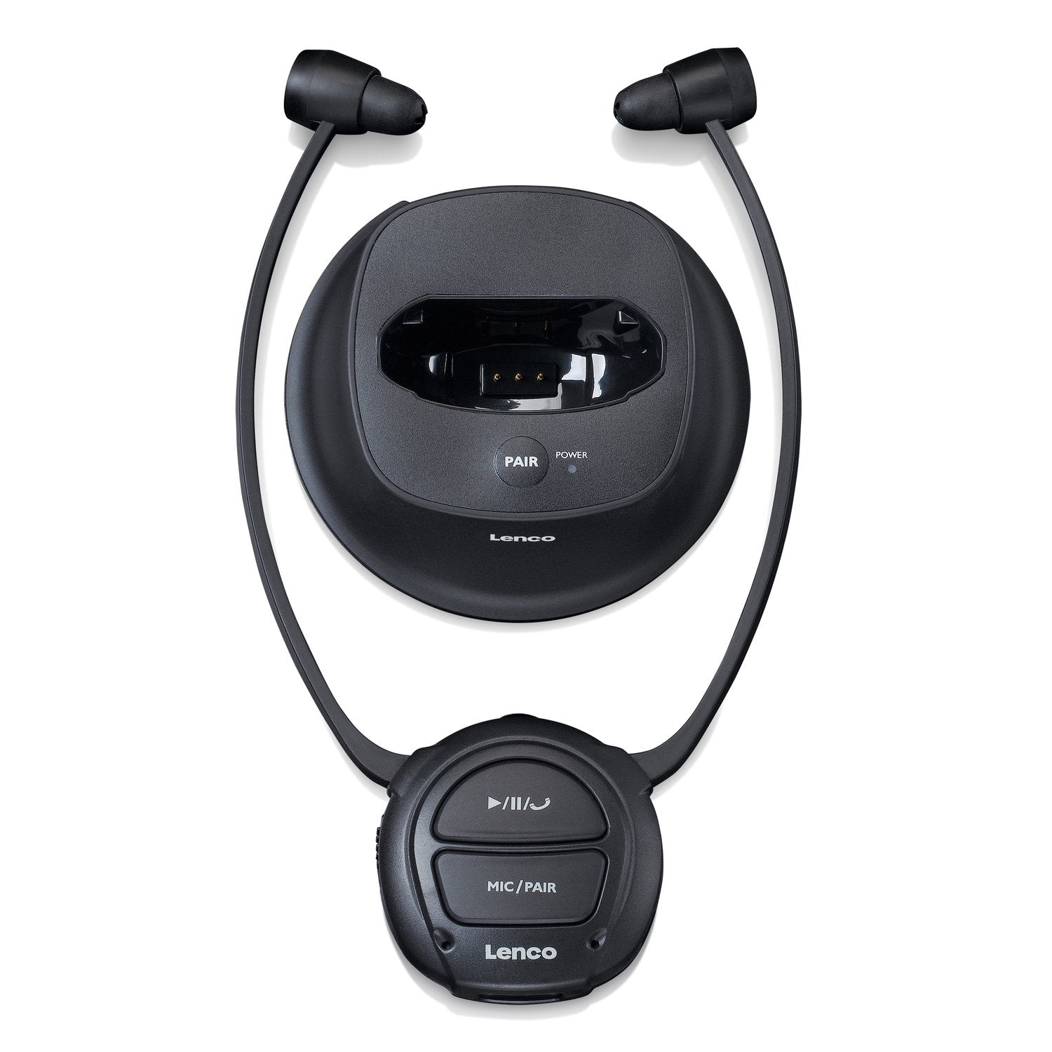 Lenco HPW-400 In-Ear Kopfhörer – Stereo, Kabel + BT, Schwarz