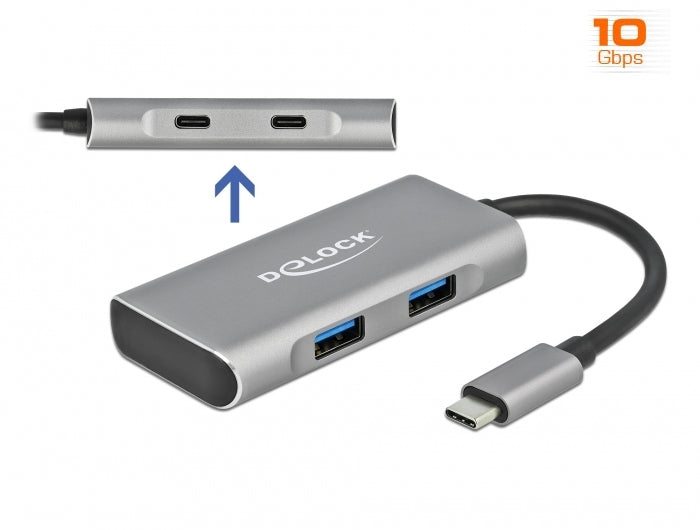 DeLOCK USB-Hub – USB-C, 2× USB-A, 2× USB-C, für Windows/Mac/Linux