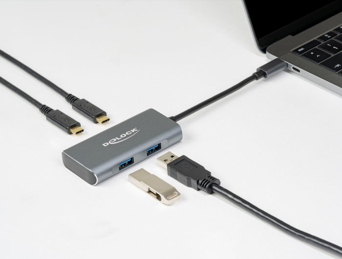 DeLOCK USB-Hub – USB-C, 2× USB-A, 2× USB-C, für Windows/Mac/Linux