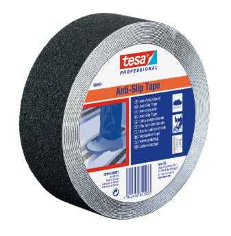 TESA Bodenmarkierungsband – 25 mm × 15 m, schwarz, PVC, wasserfest, extra stark, 1 Stück
