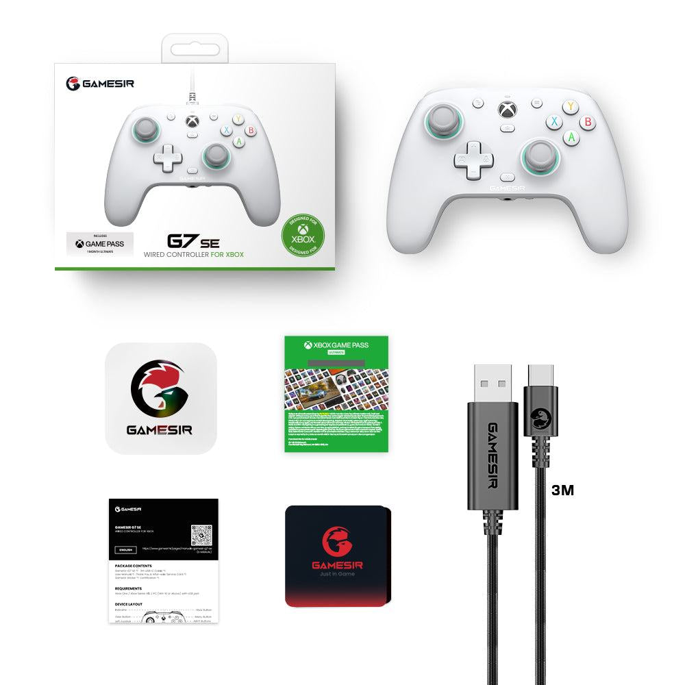 GameSir G7 SE – Gamepad – USB (kabelgebunden), Hall-Effekt-Sticks, für Xbox Series X|S, Xbox One & PC, Weiss