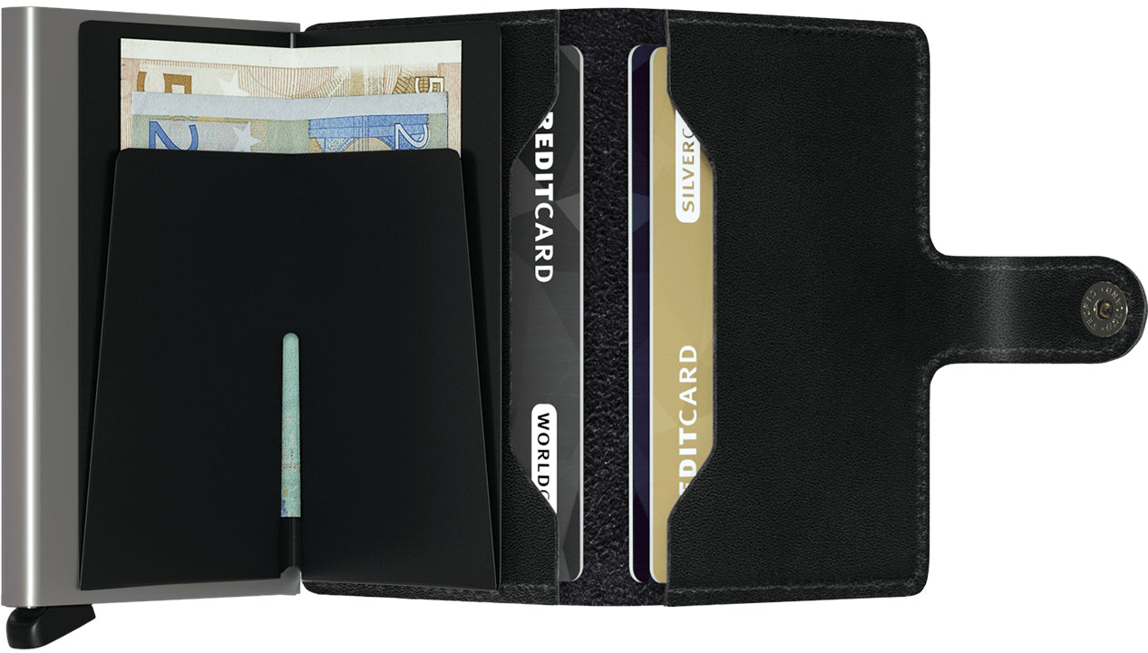 Secrid Miniwallet Kartenetui – RFID-Schutz – für 4–6 Karten (je nach Prägung) – Leder – Schwarz