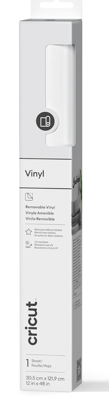 Cricut Vinylfolie ablösbar – 30,5 cm × 122 cm, Weiss – 1 Rolle, Vinyl, selbstklebend